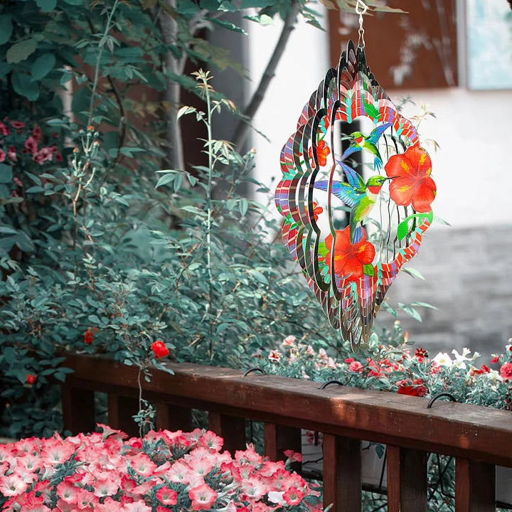 Two Hummingbird 3D Wind Spinner, 12 in.