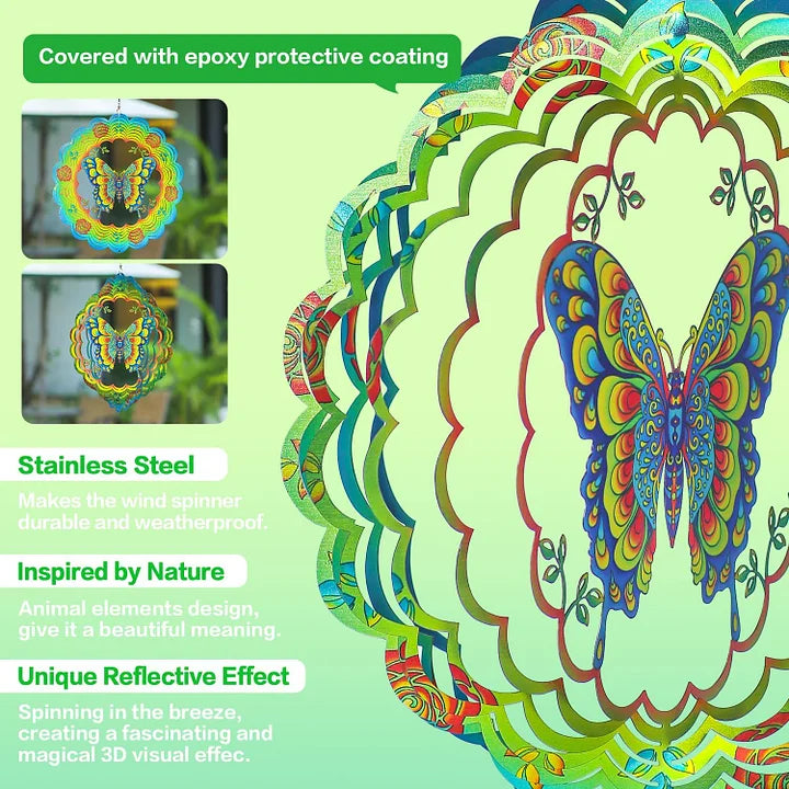 Butterfly 3D Wind Spinner, 12 in.