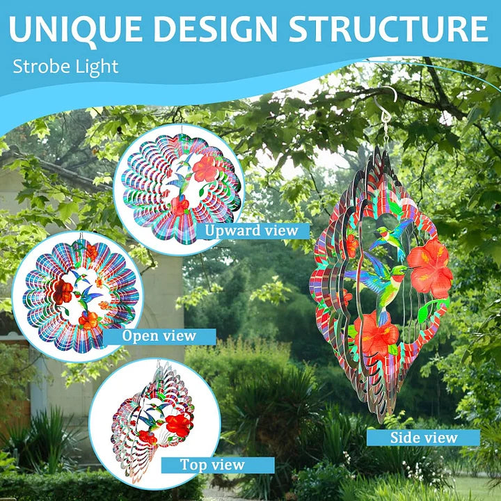 Two Hummingbird 3D Wind Spinner, 12 in.