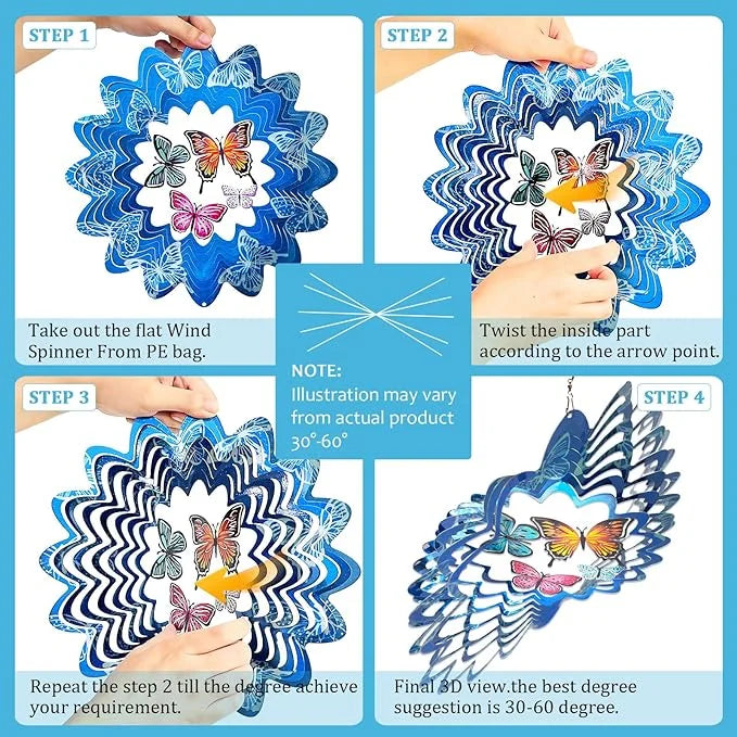 Four Butterflies 3D Wind Spinner, 12 in.