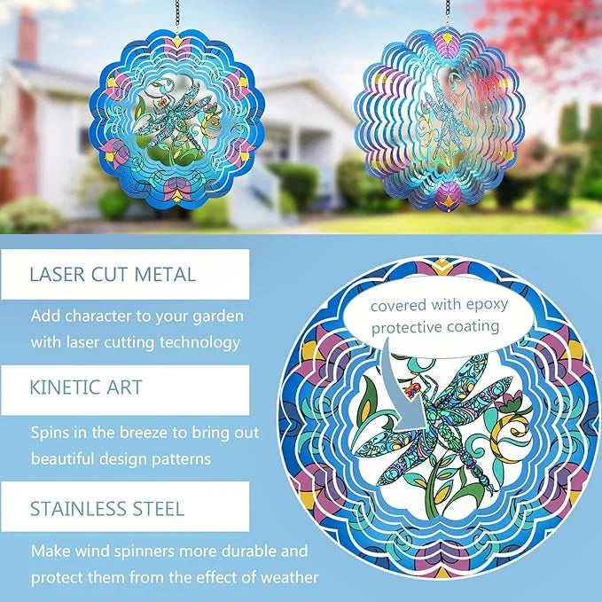 Dragonfly 3D Wind Spinner, 12-inch
