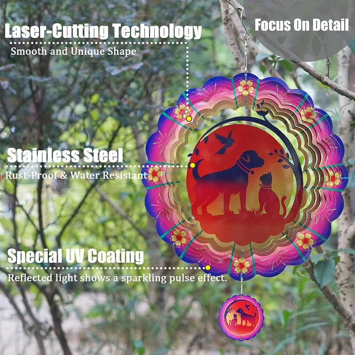 Cat and Dog 3D Wind Spinner, 12 in.