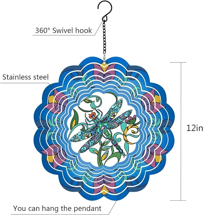 Dragonfly 3D Wind Spinner, 12-inch