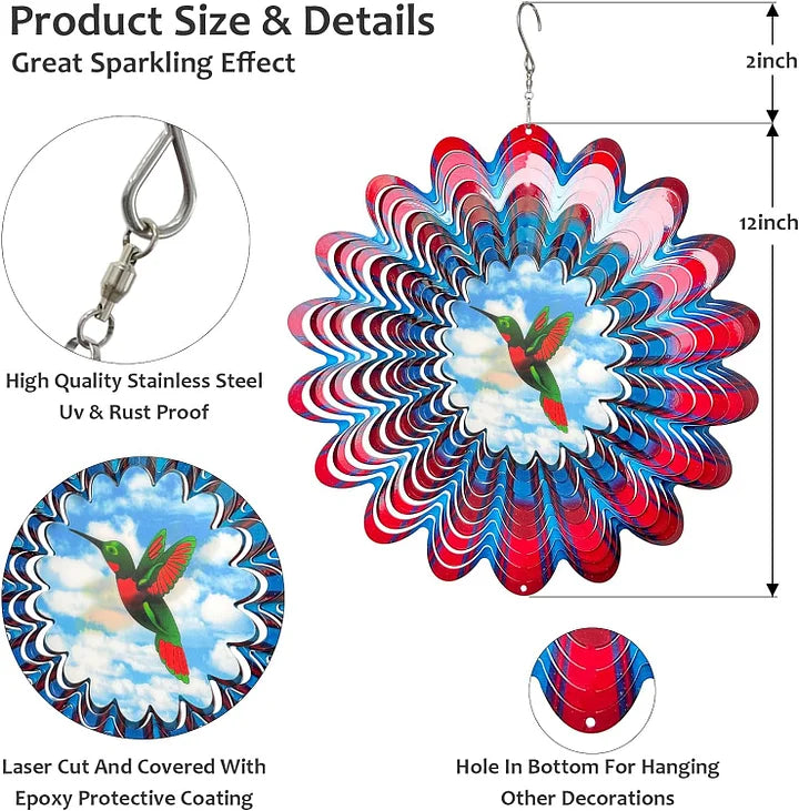 3D Dynamic Hummingbird Wind Spinner