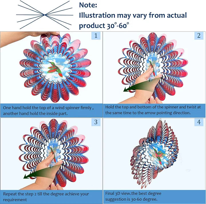 3D Dynamic Hummingbird Wind Spinner