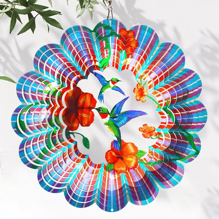 Two Hummingbird 3D Wind Spinner, 12 in.