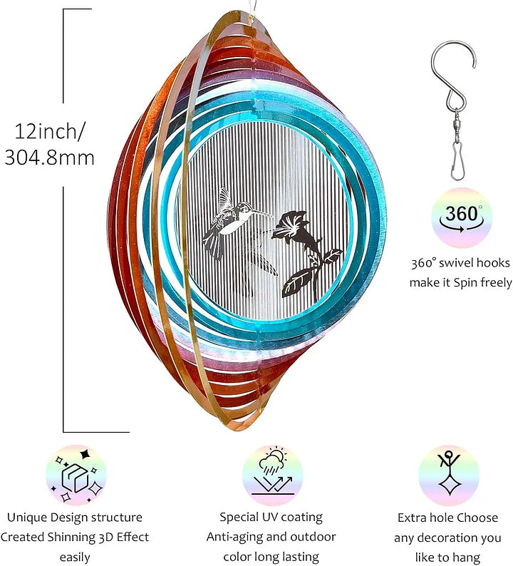 3D Dynamic Hummingbird Wind Spinner