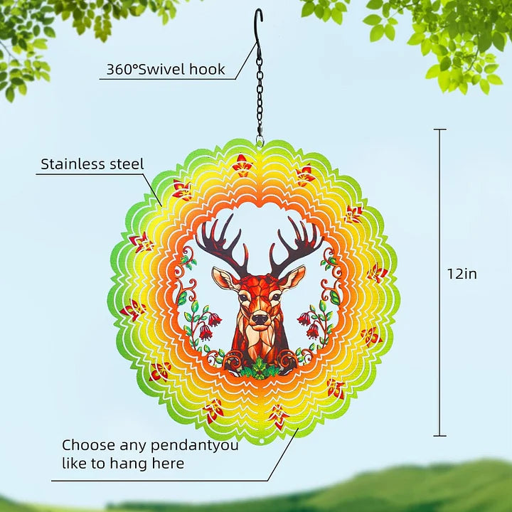 Deer 3D wind spinner, 12 in.