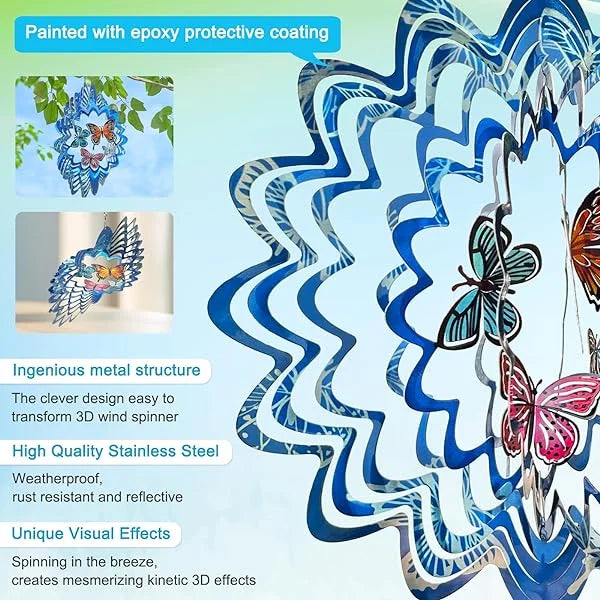 Four Butterflies 3D Wind Spinner, 12 in.